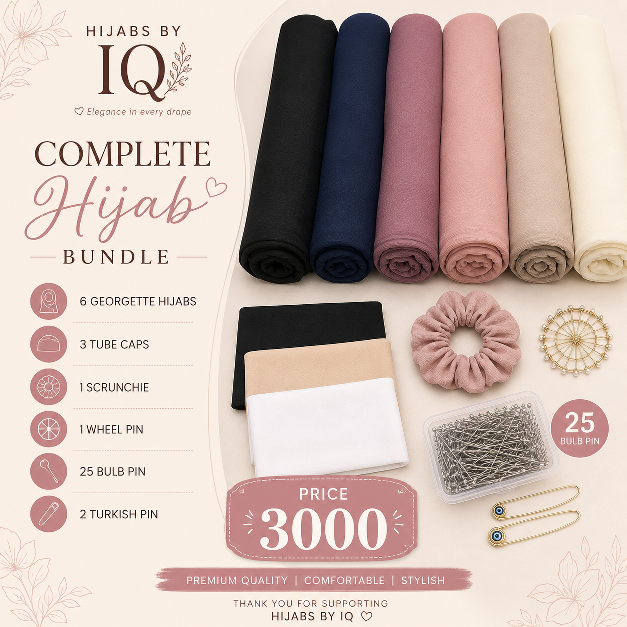 Elegant Hijab Bundle — Only Rs. 3000 💖